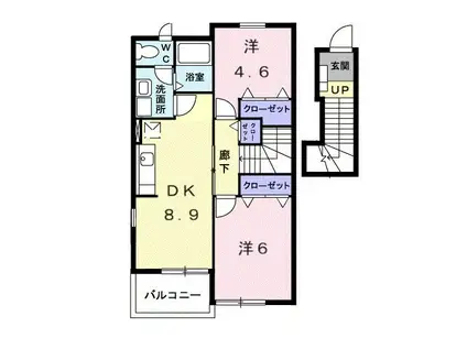 アクシアB(2DK/2階)の間取り写真