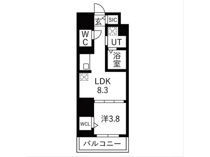 ザ・レジデンスパーク栄(1LDK/9階)の間取り写真