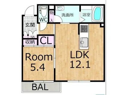 エクラージュ(1LDK/2階)の間取り写真