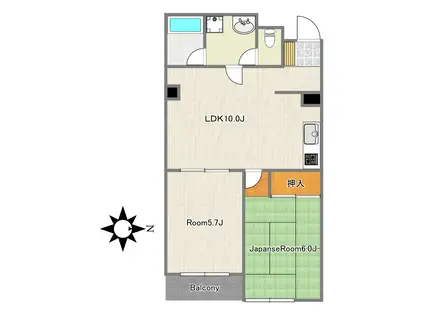 ハイム山広(2LDK/2階)の間取り写真