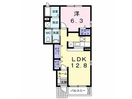 エスポワールヒルA(1LDK/1階)の間取り写真