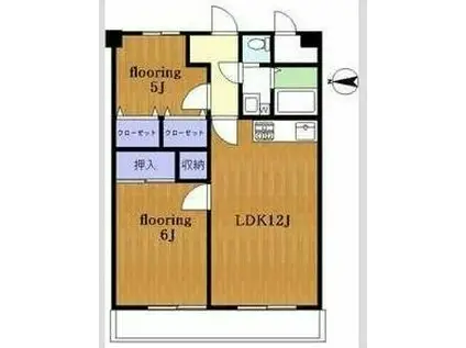 アルシヨン悠々(2LDK/5階)の間取り写真