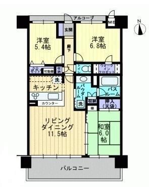 アルファステイツ高松駅前(3LDK/11階)の間取り写真