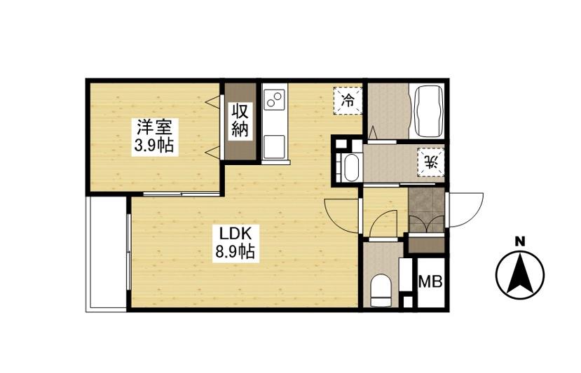 月光東福山駅前(1LDK/2階)の間取り写真