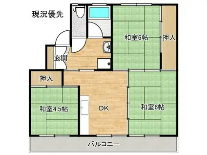 サンコーポラス江島II(3DK/2階)の間取り写真