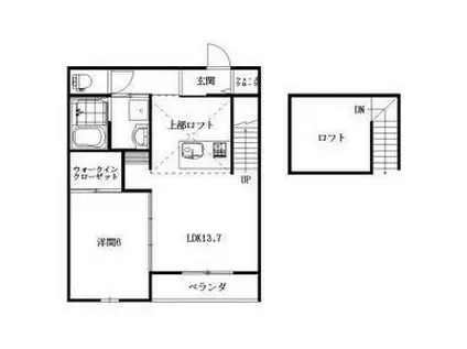 ベリアス プロキオン(1LDK/2階)の間取り写真