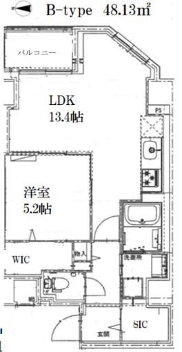 プレミアムステージナオ(1LDK/6階)の間取り写真