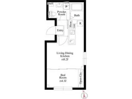 CASA PIAZZA 下丸子(1LDK/5階)の間取り写真