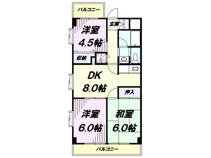 アゼリアパーク東所沢(3DK/5階)の間取り写真