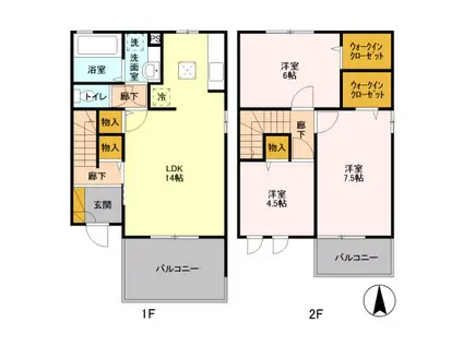 ルピナス(3LDK/1階)の間取り写真