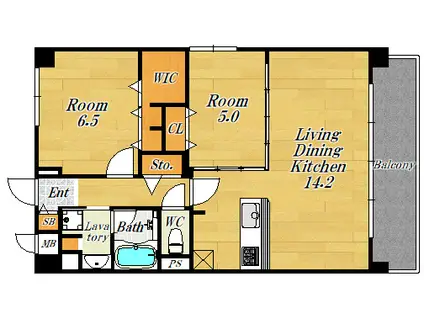 GRAND VILLASSE北梅田(2LDK/2階)の間取り写真