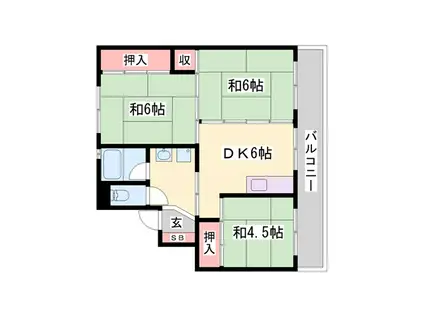 ビレッジハウスつるみ(3DK/5階)の間取り写真