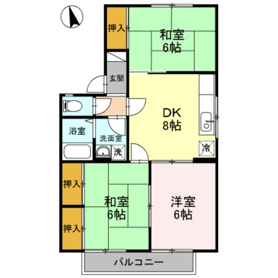 フィアホイザーエルスト(3DK/2階)の間取り写真