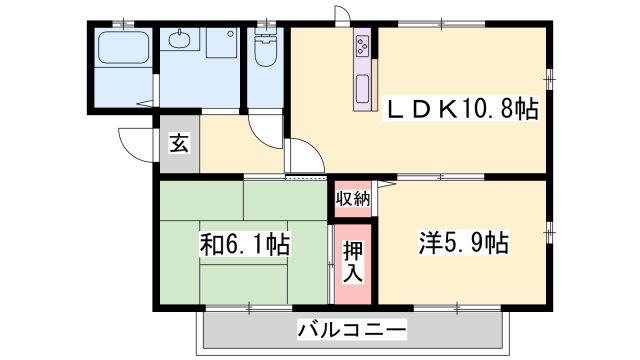 ディアス代谷(2LDK/2階)の間取り写真