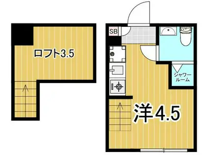 ハーモニーテラス西亀有II(ワンルーム/2階)の間取り写真