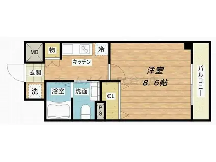 WILLDO松屋町(1K/4階)の間取り写真