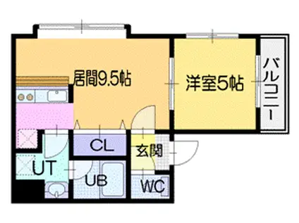 パークシティ新札幌(1LDK/4階)の間取り写真