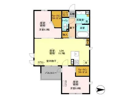 マリンサーフ(2LDK/2階)の間取り写真