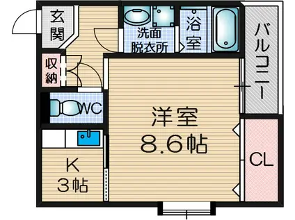 RUMOR(1K/2階)の間取り写真