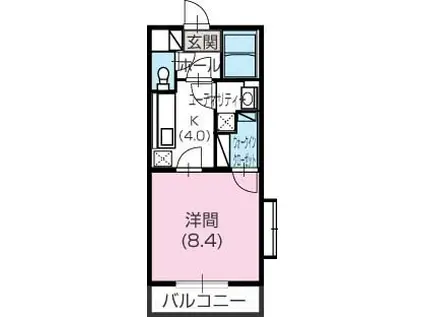 アルテリア(1K/1階)の間取り写真