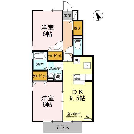 サンローズコート(2DK/1階)の間取り写真