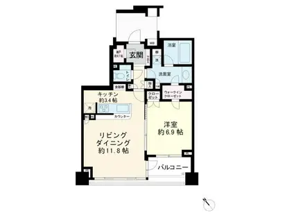 藤和シティホームズ初台(1LDK/4階)の間取り写真