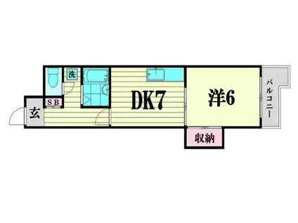 SANNO孝和A棟(1DK/2階)の間取り写真