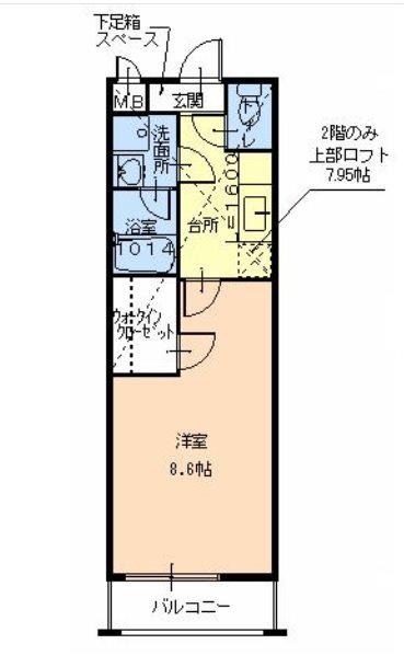 リバーサイド金岡七番館(1K/2階)の間取り写真