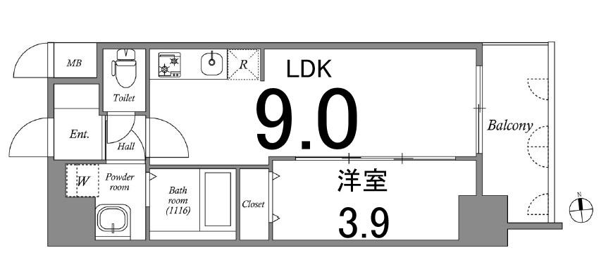 アドバンス名古屋アウリィ(1LDK/2階)の間取り写真