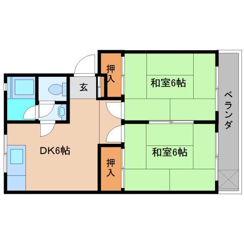 高谷マンション(2DK/3階)の間取り写真