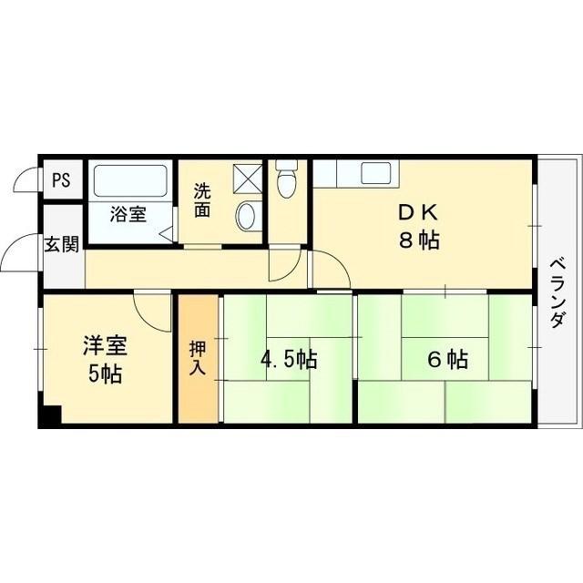 松岡マンションI(3LDK/1階)の間取り写真