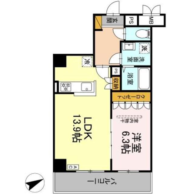 GRAND VILLAGE(1LDK/6階)の間取り写真