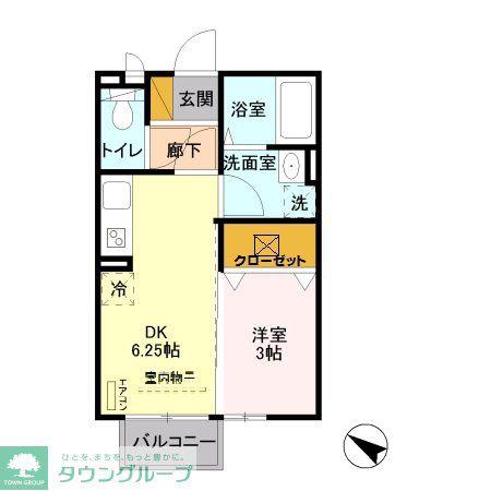 LEAP(1DK/1階)の間取り写真