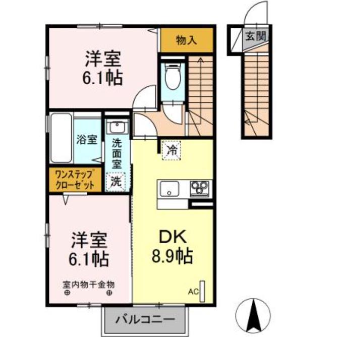 ベルコモンズNODA(2DK/2階)の間取り写真