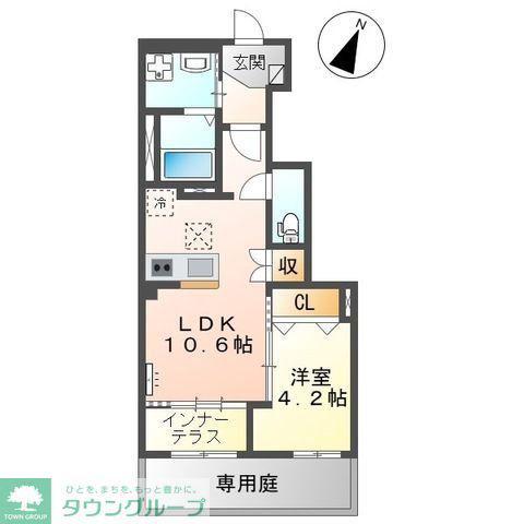 アンソレイユ(1LDK/1階)の間取り写真