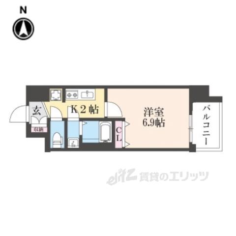 アクアプレイス京都千本丸太町(1K/3階)の間取り写真