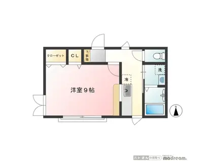 パレスリリーベル(1K/1階)の間取り写真