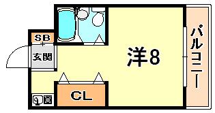 ルーブル西灘(ワンルーム/3階)の間取り写真
