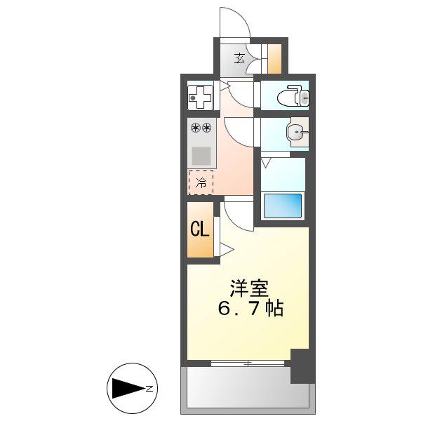 プレサンス名古屋STATIONルミアス(1K/5階)の間取り写真