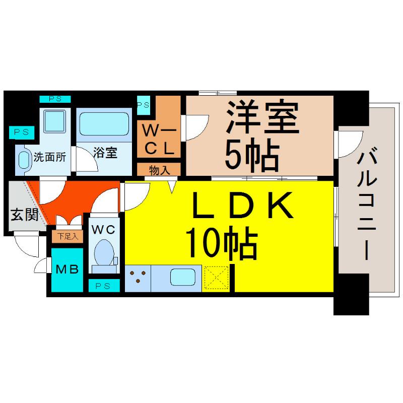 クリスタル丸の内(1LDK/5階)の間取り写真