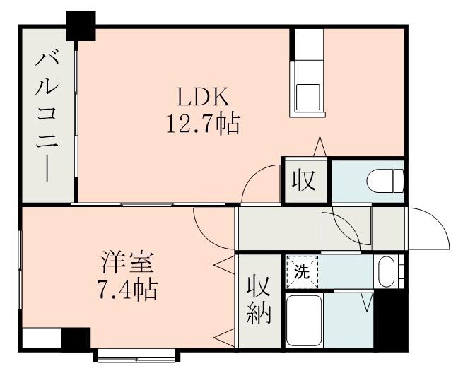 ブルーアイズ中央(1LDK/3階)の間取り写真