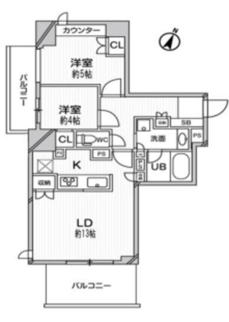 ドゥーエ大宮(2LDK/7階)の間取り写真