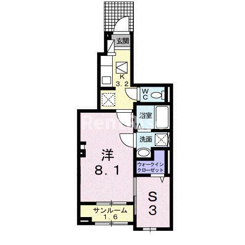 UH浅野(1SK/1階)の間取り写真