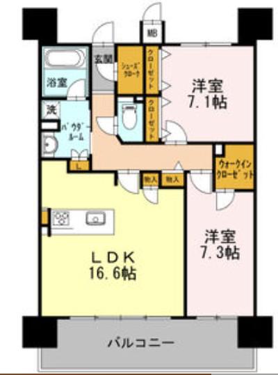ロイヤルパークスERささしま イースト(2LDK/11階)の間取り写真