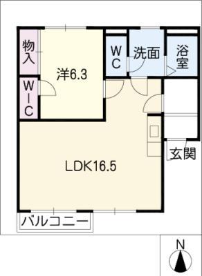メゾンカフェオーレII(1LDK/1階)の間取り写真