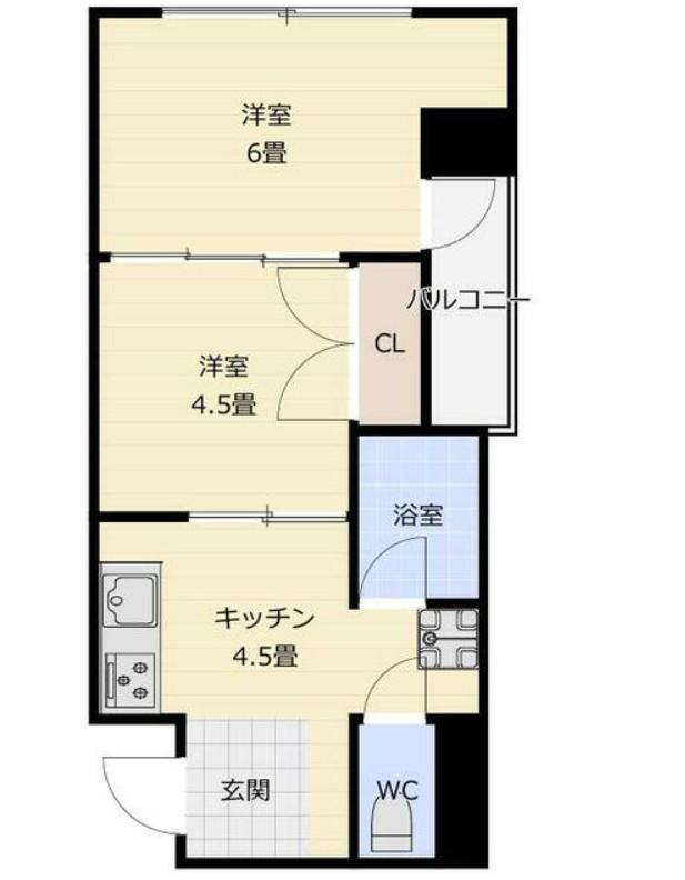スカイハイツ大竜(2K/3階)の間取り写真