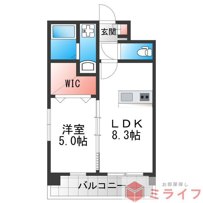 カウニス巽中(1LDK/3階)の間取り写真