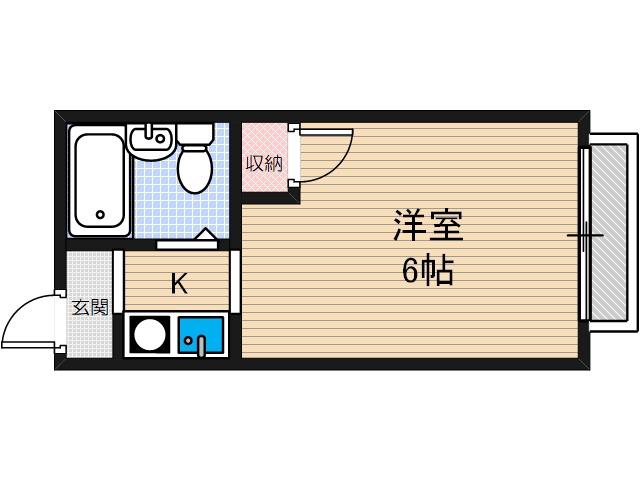 ハイツフミノ(1K/2階)の間取り写真