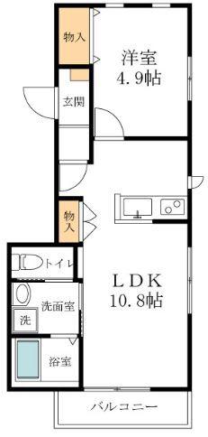 サンモール(1LDK/2階)の間取り写真