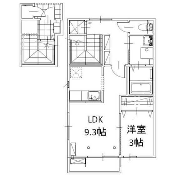 ルシエールII(1LDK/2階)の間取り写真